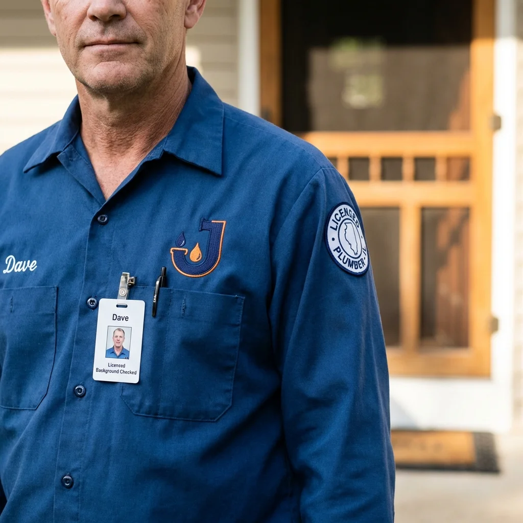 Licensed plumber showing ID badge in Paducah, KY
