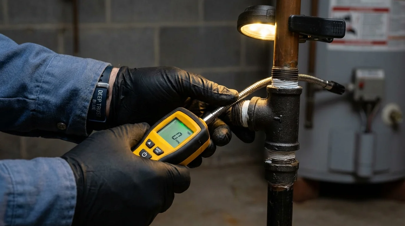 Gas leak detection with electronic sniffer by Johns Plumbing LLC in Paducah
