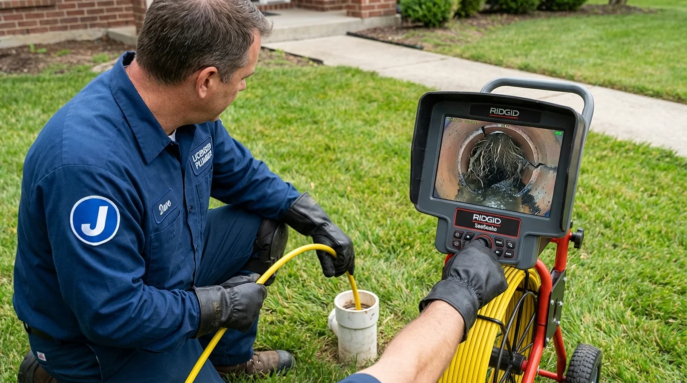 Sewer camera inspection being performed by Johns Plumbing LLC in Paducah