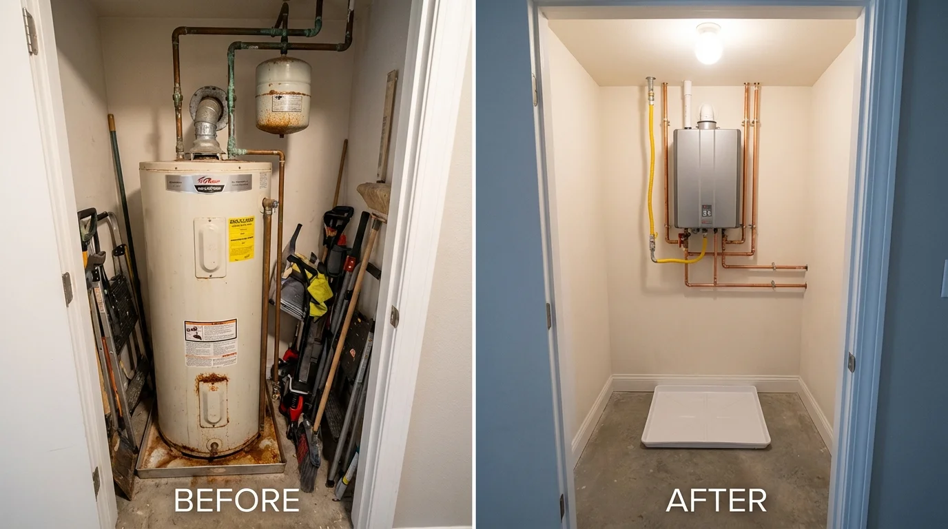 Tank water heater versus wall-mounted tankless unit comparison for Paducah, KY homeowners